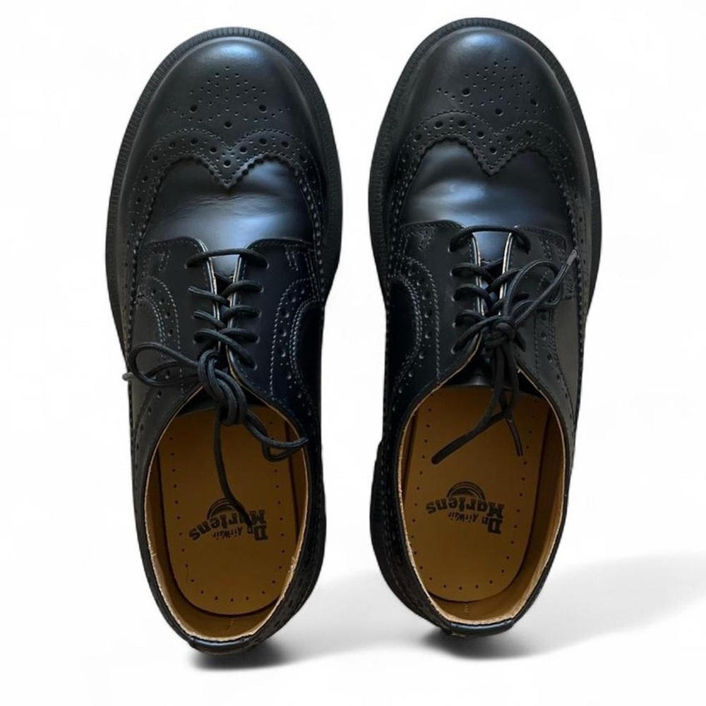 Dr. Martens Black Leather 3989 Wingtip Brogue Derby Shoes - Picture 2 of 7